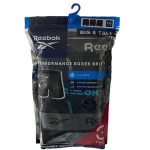 Reebok Men’s Blue & Black 4 Pack Stretch Performance Moisture Wicking Briefs - L